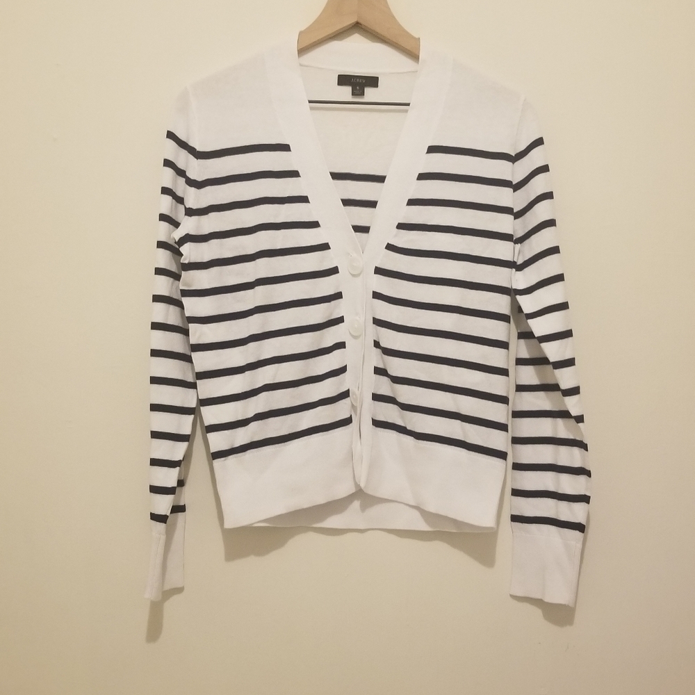J.CREW FACTORY  Striped V-neck cotton cardigan